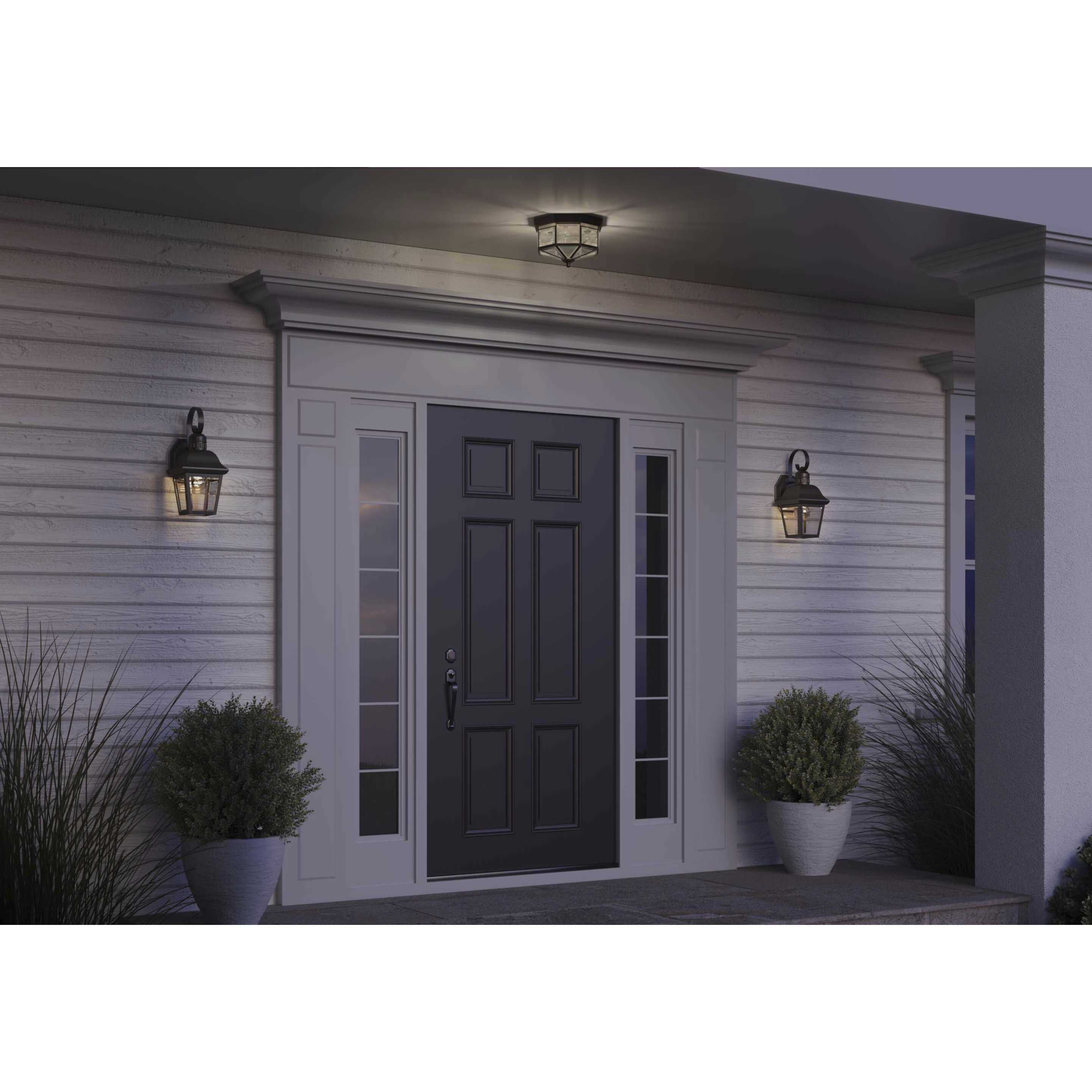 Beveled Glass 3 Light 9.75 inch Antique Bronze Flush Mount Ceiling Light